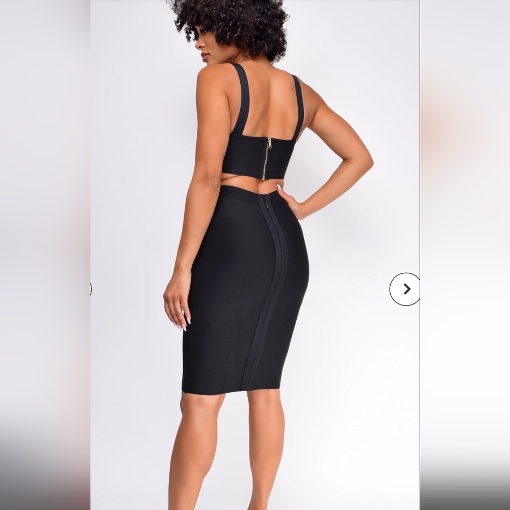 Spicy 2 Piece Bandage Crop Top and   High Waist Skirt Set